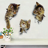 3D Wall Sticker Cat Vivid Creativity Decorative Decal Smashed Switch Mural PVC Mural Art Funny Animals Decor Poster Home Decor