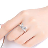 Romantic Cute Butterfly Shape Crystal Zircon Ring Women Bridel Wedding Dazzling Shiny Ring Engegament Date Love Token Gift