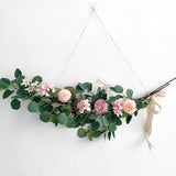 Christmas Gift Artificial Eucalyptus Leaves Vine Green Silk Leaf Fake Rattan Artificial Plants Ivy Wreath Garland Wall Hanging Wedding Decor