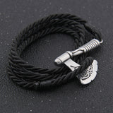 Nordic Viking Valknut Axe Amulet Charm Multilayer Leather Bracelet Bangle for Women & Men Jewelry Gift