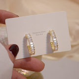 Temperament Round CZ Earring for Women One Row Zircon Stud Earring Wedding Engagement Jewelry Brincos