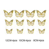 12PCs/Set 3D Hollow Decorative Butterfly Wall Stickers For Kids Rooms Home Decor Fridge Stickers DIY Party Wedding Butterflies