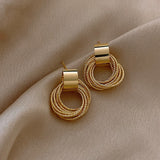 Retro Metallic Gold Multiple Small Circle Pendant Earrings New Jewelry fashion Wedding Party Unusual Earrings For Woman