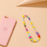 Cifeeo Ins Trendy Colorful Smiling Beads Chain Mobile Phone Chain Anti-lost Handmade Acrylic Cord Lanyard for Women Gifts
