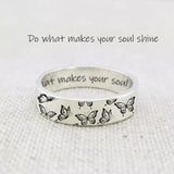 Cifeeo Do What Makes Your Soul Shine 'Retro Butterfly Letter Rings for Women Men Teen Girls Finger Rings Jewelry Gifts Party Ring
