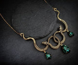 Dark Jewelry, Snake Necklace, Serpent Necklace, Crystal Necklace, Gothic