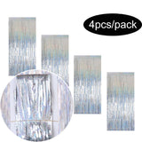 4pcs/Pack Glitter Backdrop Fornite Curtain Bachelorette Party Birthday Party Decorations Tinsel Curtain Wedding Decoration Birth