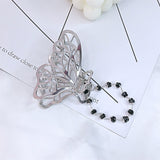 2022 Butterfly Metal Hair Claws  New Vintage Goth Long Tassel  Love Pendant Barrettes for Women Party Hair Accessories Jewelry