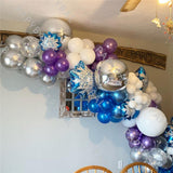 78pcs Blue Purple Arch Garland Set Snowflake Foil Balloons 4D Silver Ball Birthday Wedding Baby Shower Party Decor Globo Supplie