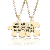 2 Pcs/Set Geometric Puzzle Necklace For Couples Lovers Romantic Pendant Statement Necklaces Lettering Jewelry Girlfriends Gifts