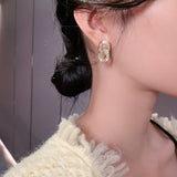 Luxury Zircon Circle Clasp Golden Pendant Earrings For Woman Fashion Korean Jewelry 2020 New Party Girl's Unusual Earrings