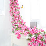 Artificial Flowers Silk Wedding Arch Fake Sakura Plastic Vine Hanging Ceiling Garland Cherry Blossom Home Pipe Backdrop Decor