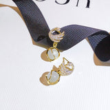 Cifeeo New Fashion Fine 14K Real Gold Swan Earrings for Women Temperament High Quality Opal Jewelry AAA Zircon S925 Silver Needle Hot