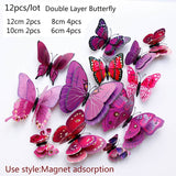 Cifeeo  18Pcs Black And White 3D Effect Crystal Butterflies Wall Sticker Beautiful Butterfly For Kids Room Wall Decals Home Decoration