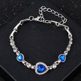 2023 New Korean Fashion Jewelry Crystal Heart Charm Bracelets & Bangles Pulseiras Blue Rhinestone Bracelets For Women