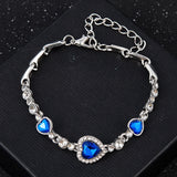 2020 New Korean Fashion Jewelry Crystal Heart Charm Bracelets & Bangles Pulseiras Blue Rhinestone Bracelets For Women