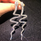 Cifeeo Long Tassel Crystal Drop Earrings for Women Shiny Snake Shape Rhinestone Dangle Earring Weddings Fashion Jewelry Gifts