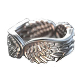 New Vintage Fashion Punk  Fairy Feather Wings Ring Ladies Hands Hug Blue Gem Ring Charm Rings for Men Women Lover Gift