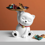 Cifeeo Home Decor,Lovely Cat Figurines Miniature,Statue,Sculpture,Ornaments,Living Room Table Decoration,Storage Tray,Candy Fruits Dish