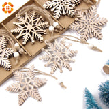 Christmas Gift 6PCS/Lot Vintage Christmas Snowflakes Wooden Pendants Ornaments Wood Craft  Kids Toys Christmas Decorations Tree Ornaments Gifts