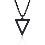 Christmas Gift BLACK TRIANGLE NECKLACE FOR MEN STAINLESS STEEL CHAIN MENS GEOMETRIC PENDANT NECK JEWELRY