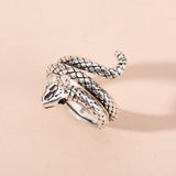 European American Vintage Punk Open Ring for Men Three-dimensional Cool Cobra Snake Ring Wholesale Jewelry