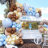 133pcs Birthday Balloons Coffee Brown Skin Color Macaron Blue Yellow Balloon Arch Garland Kit Bridal Baby Shower Decor Supplies