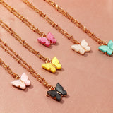 Alloy Necklace Color Acrylic Butterfly jewelry Sweet Clavicle Chain Necklace Birthday Party line Chain necklaces pendants