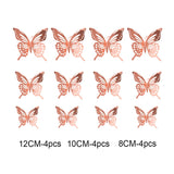 12PCs/Set 3D Hollow Decorative Butterfly Wall Stickers For Kids Rooms Home Decor Fridge Stickers DIY Party Wedding Butterflies