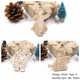 Christmas Gift 6PCS Lovely European Christmas Wooden Pendants Ornaments Wood Craft Christmas Tree Ornaments Decorations Kids Toys Hanging Gifts