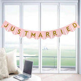 Cifeeo  Just Married Banner Flag Mr Mrs Bunting Garland Wedding Decoration Groom Bride To Be Balloon Valentines Day Event Party Supplies