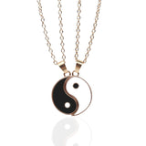 Tai Chi Yin Yang Couple Bracelets Alloy Pendant Adjustable Braid Chain Bracelet Necklace Matching Lover Bracelets Necklaces Set