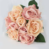 9pcs/set 4cm 7cm Silk Rose Flower Bouquet Real Touch Fake Flowers for Wedding Decoration Bridal Hold Bouquet Home Garden Supplie