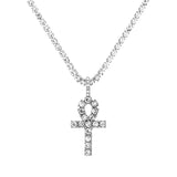 Punk Hip Hop Rhinestone Cross Pendant Necklace for Women Men Bling Iced Out Crystal Chain Choker Necklace Jewelry On The Neck