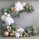 Cifeeo Balloon Garland Green Baby Shower Wedding Birthday Hen Party Decoration Bridal Shower Green White Chrome Gold Ballon 137Pcs/Set