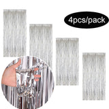 4pcs/Pack Glitter Backdrop Fornite Curtain Bachelorette Party Birthday Party Decorations Tinsel Curtain Wedding Decoration Birth