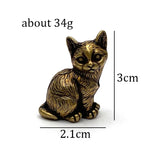 Vintage Brass Cute Cat Pocket Incense Holder Small Tea Pet Ornament Animal Pussycat Figurines Miniatures Desk Decorations Gifts