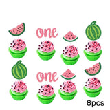 1Set Watermelon Party Fruit Balloon Kit Banner Cake Topper Summer Pool Decoration Kid One Birthday DIY Gift Baby Shower Supplies