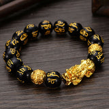 Wealth and Good Luck Chinese Fengshui Pixiu Bracelet Unisex  Wristband Men Women Bracelets Obsidian Beads Bracelet Jewelry Gift