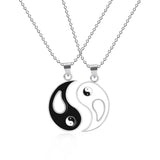 Tai Chi Yin Yang Couple Bracelets Alloy Pendant Adjustable Braid Chain Bracelet Necklace Matching Lover Bracelets Necklaces Set