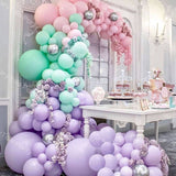 Christmas Gift 120pcs Pastel Maca Baby Pink Purple Tiffany Blue Balloons Garland Chrome Silver Balloon Arch Baby Shower Wedding Birthday Party