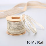 10M/Roll Vintage Jute Burlap Rolls Hessian Ribbon With Lace Wedding Party Xmas New Year  Decoration DIY Craft Gift Wrapping