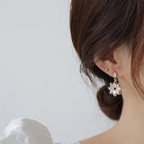 Dainty Flower Earrring for Women Bling Zirconia Hollow Lace Stud Earring Wedding Gift