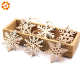 Christmas Gift 6PCS/Lot Vintage Christmas Snowflakes Wooden Pendants Ornaments Wood Craft  Kids Toys Christmas Decorations Tree Ornaments Gifts