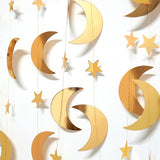 Christmas Gift 4M Golden moon star hanging Garland eid mubarak Wall bunting decoration home wall curtain deco Ramadan Mubarak Kareem supplies