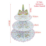 Unicorn Party 3-tier Cup Cake Stand Paper Plates Cups Balloon Birthday Party Decoration Kids Unicornio Party Girls Baby Shower