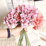 Cifeeo  1PC Artificial Flowers Bouquet 35Cm Hydrangea Branch 1 Big Heads 3 Buds Silk Fake Flower Home Room Wedding Decor New Year 2022