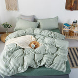 Cifeeo Green Brown Plaid Duvet Cover 220x240 Pillowcase Bed Sheet 4pcs Fashion Bedding Set Quilt Cover Four-Pieces Set Soft Bed Linens