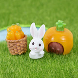 4pcs/set Rabbit Model Cartoon Animal Figurine Dollhouse Miniature Fairy Home Garden Decoration Resin Mold Easter Desktop Craft