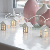Mini Wooden House String Lights Christmas Tree Hanging Ornaments Warm White House Shape Fairy Light Noel 2022 xmas party decor